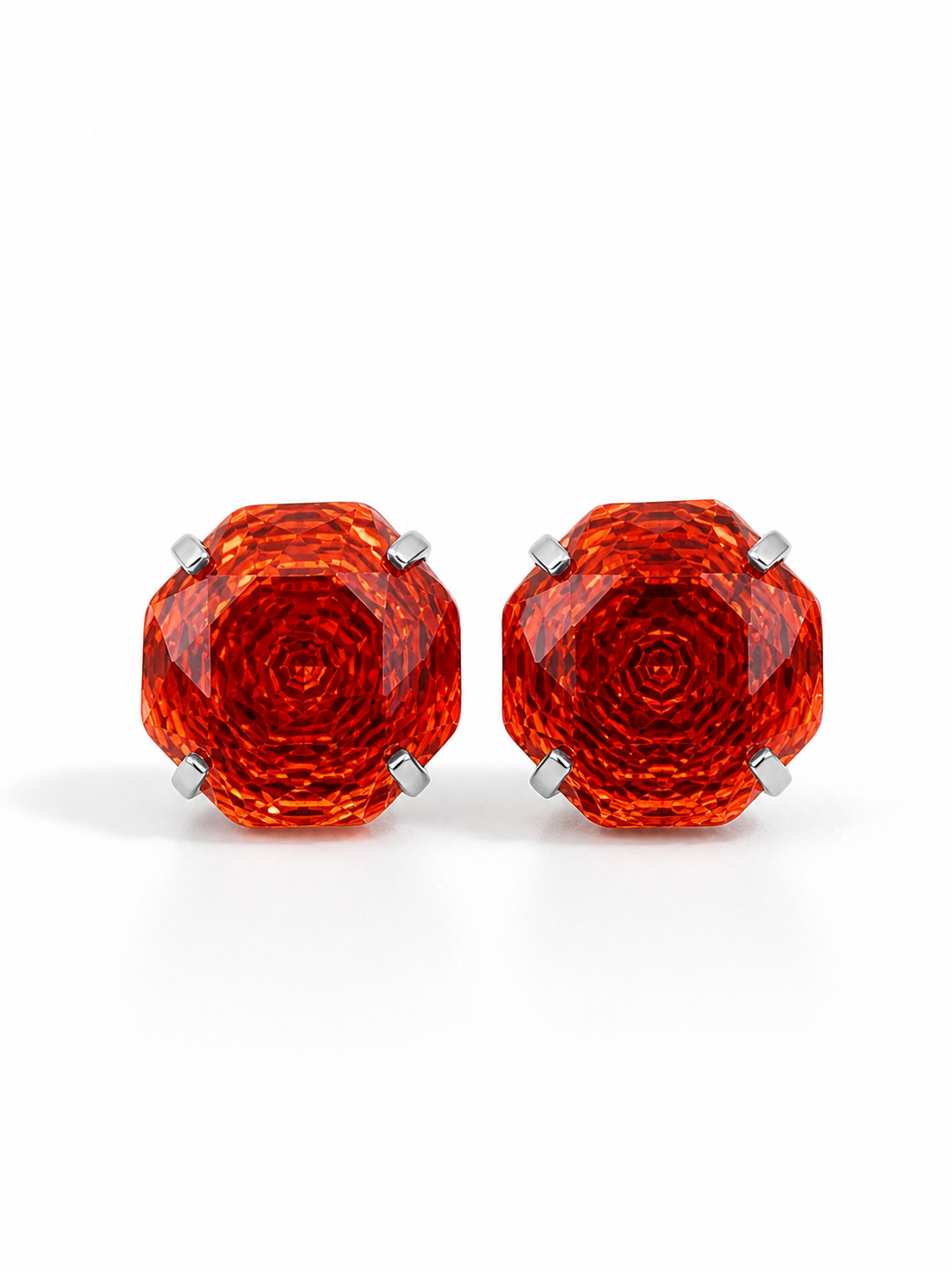 Orange Rose-Cut Zircon Stud Earrings