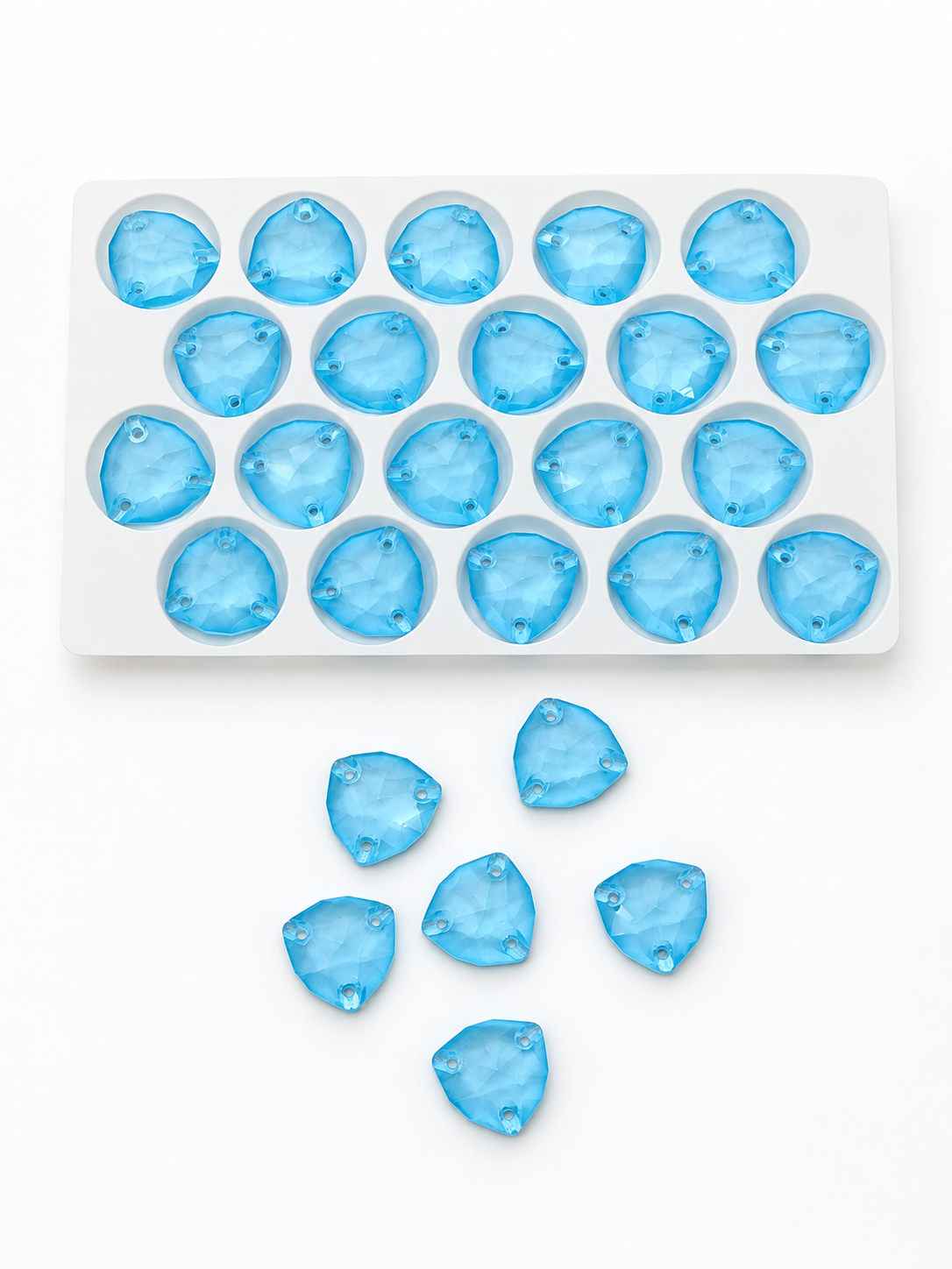 AAA Glass Ice Blue Neon Trilliant Shapes