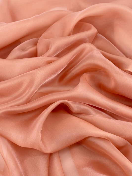 Deep Peach Shimmer Chiffon