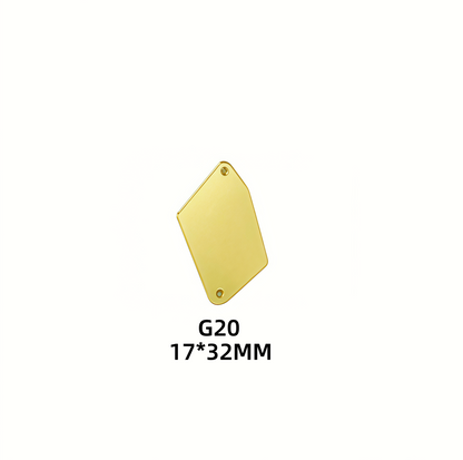 50 PCS Gold Champange Colour Acrylic Mirror Sew On Rhinestones