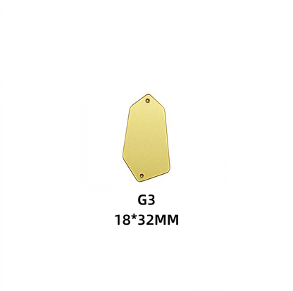 50 PCS Gold Champange Colour Acrylic Mirror Sew On Rhinestones