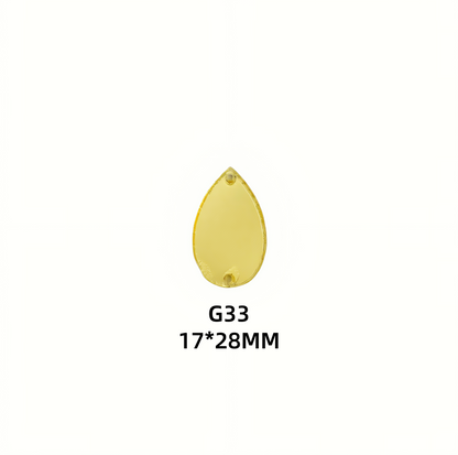 50 PCS Gold Champange Colour Acrylic Mirror Sew On Rhinestones