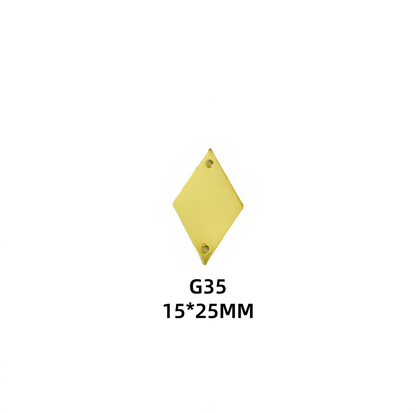 50 PCS Gold Champange Colour Acrylic Mirror Sew On Rhinestones