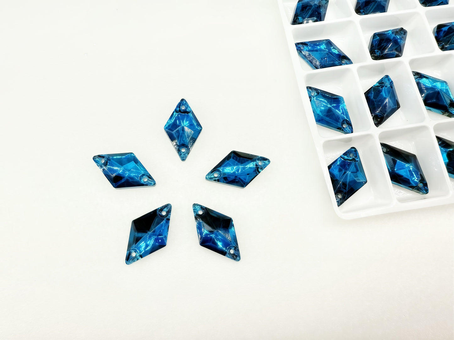 Capri Blue Rhombus Sew On Rhinestone