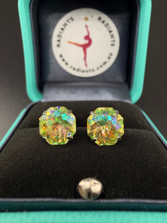 Citrine AB Firework-Cut Zircon Stud Earrings