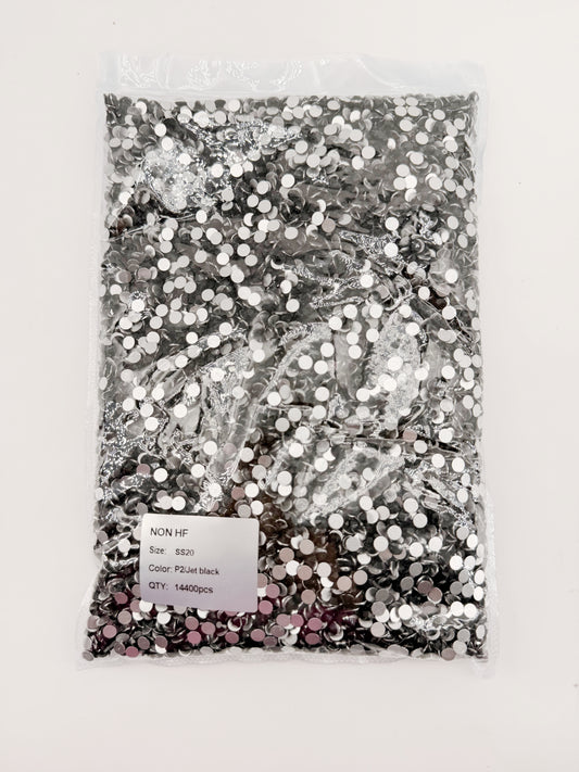 Jet Black Bulk Package Glass Rhinestones