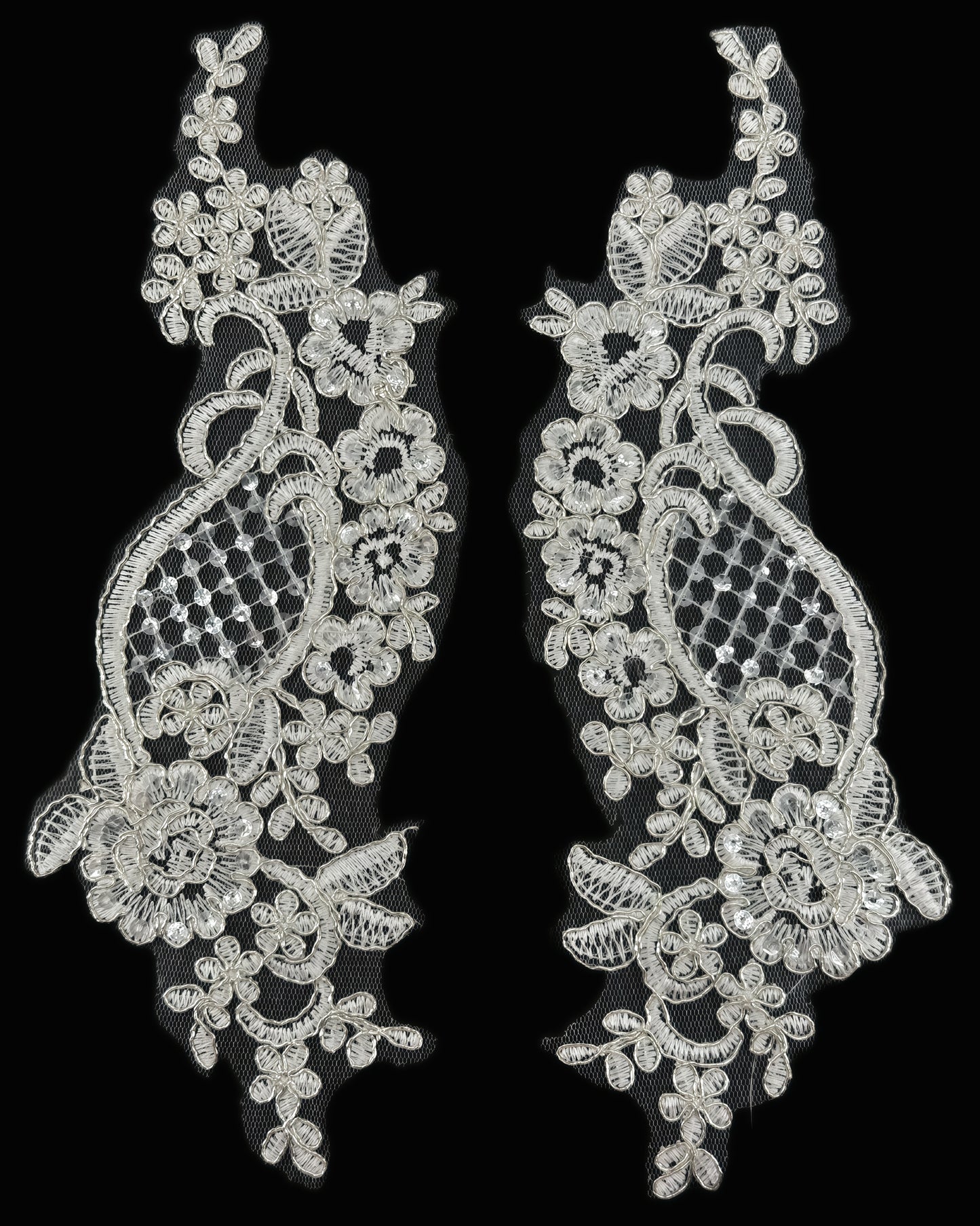MM001 1 Pair Luxury Elegant Embroidery Lace Fabric Patch Lace Applique