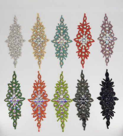 Multicolor rhinestone applique Beaded Clothing Decoration