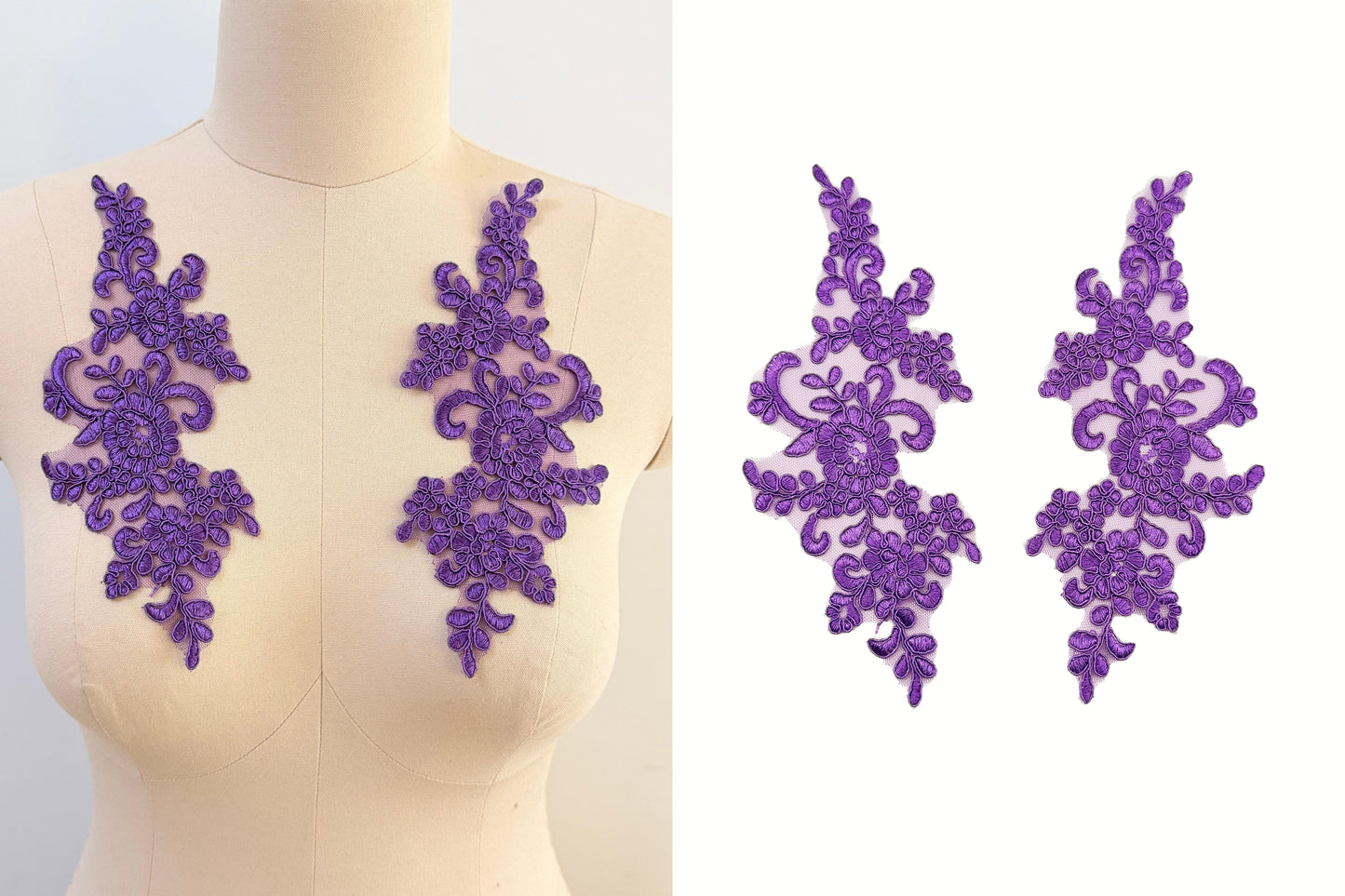MM013 1 Pair Embroidered Applique