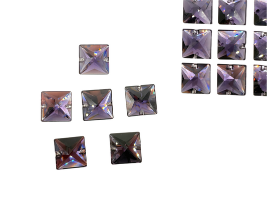 K9 Amethyst square shape sew on rhinestone