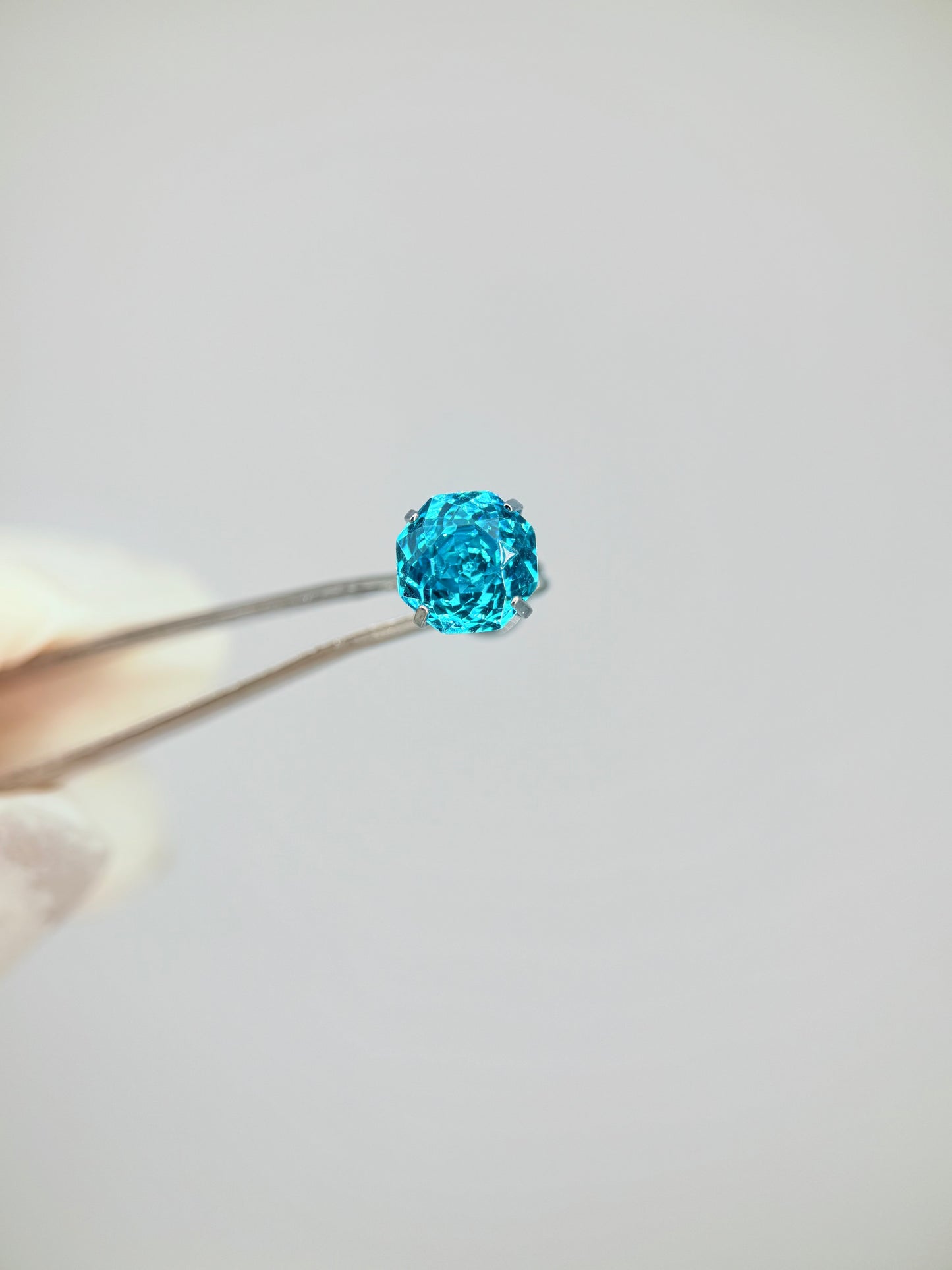 Aquamarine Rose-Cut Zircon Stud Earrings