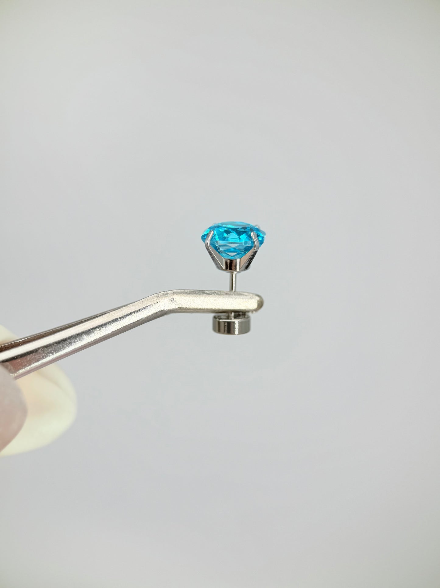 Aquamarine Rose-Cut Zircon Stud Earrings