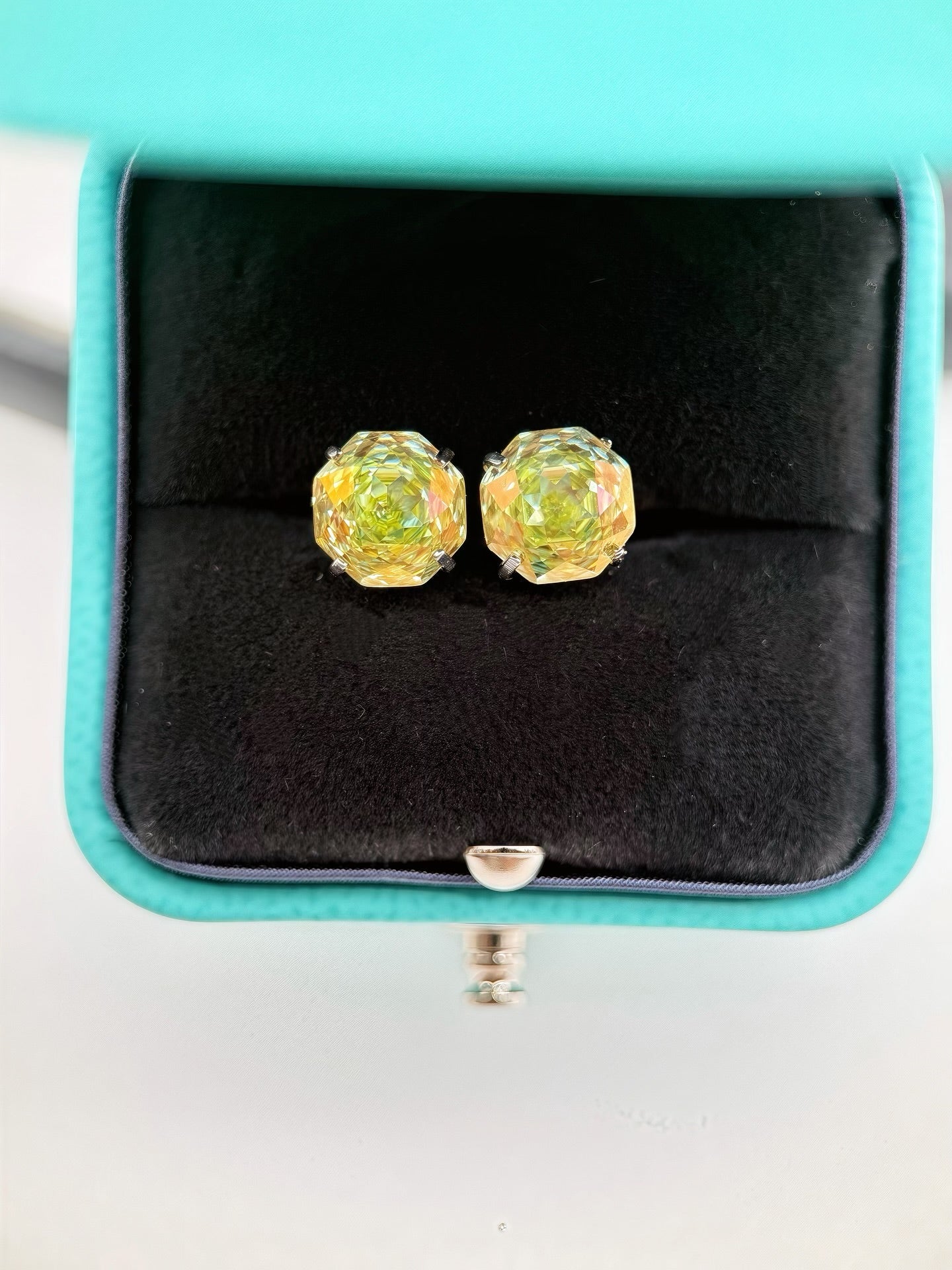 citrine Rose-Cut Zircon Stud Earrings