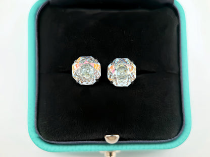 ice blue white Rose-Cut Zircon Stud Earrings