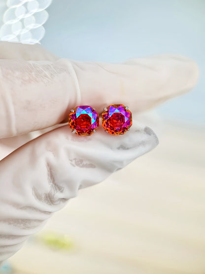 ruby thorn Rose-Cut Zircon Stud Earrings