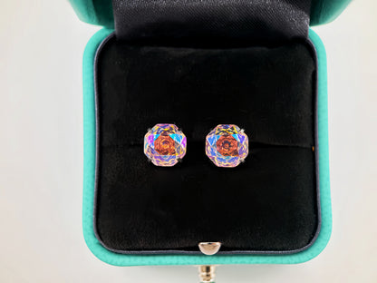 pinkish orange Rose-Cut Zircon Stud Earrings