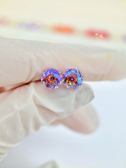 pinkish orange Rose-Cut Zircon Stud Earrings