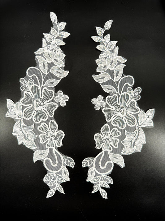 1 pair Flower Embroidery Patch Lace