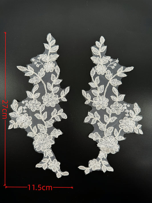1 pair Flower Embroidery Patch Lace