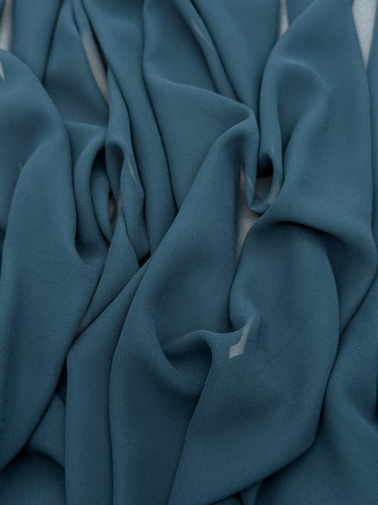 Dark Teal Blue Radiant Chiffon