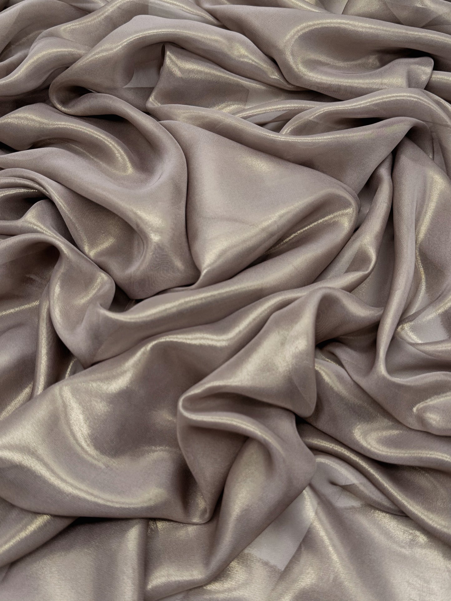 Deep Warm Silver Gold Shimmer Chiffon