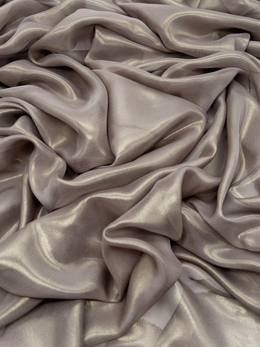 Deep Warm Silver Gold Shimmer Chiffon