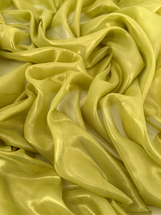 Chartreuse Gold Shimmer Chiffon