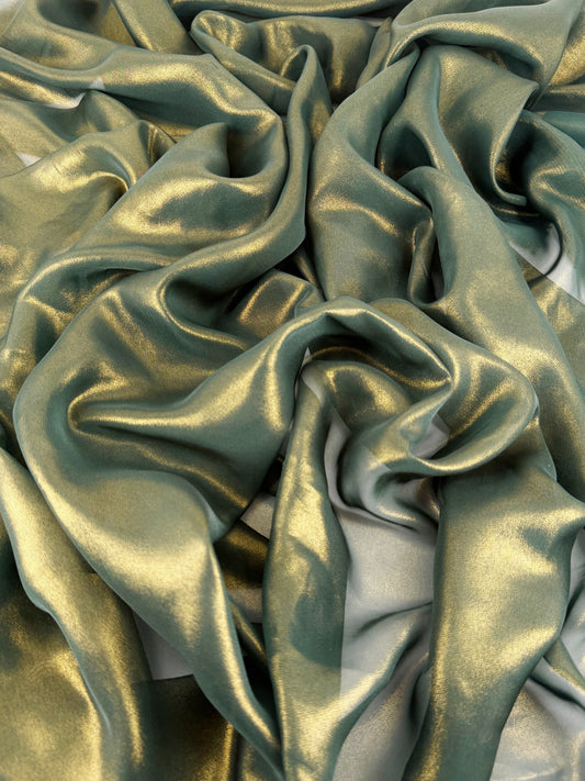 Dark Forest Gold Shimmer Chiffon