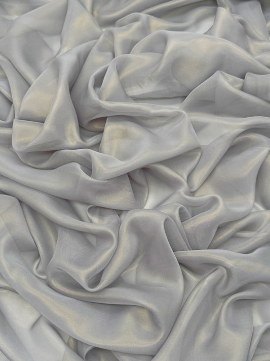 Deep Silver Gold Shimmer Chiffon