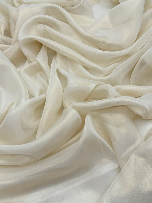 Pale Lemon Gold Shimmer Chiffon