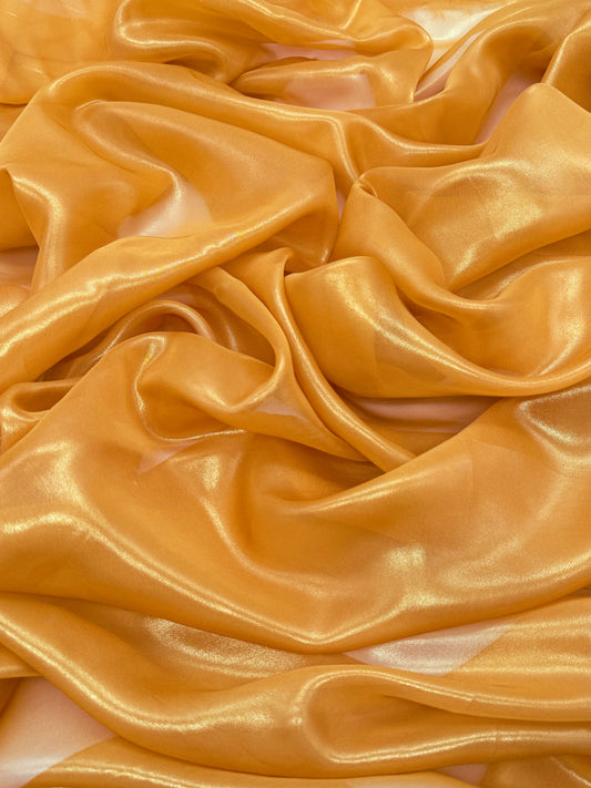 Deep Warm Gold Shimmer Chiffon