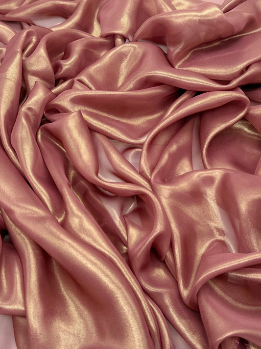 Lt. Maroon Gold Shimmer Chiffon