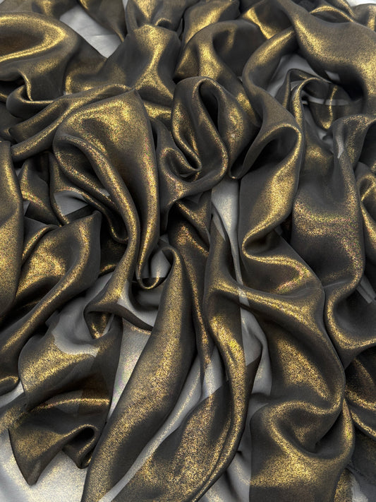 Black Gold Shimmer Chiffon