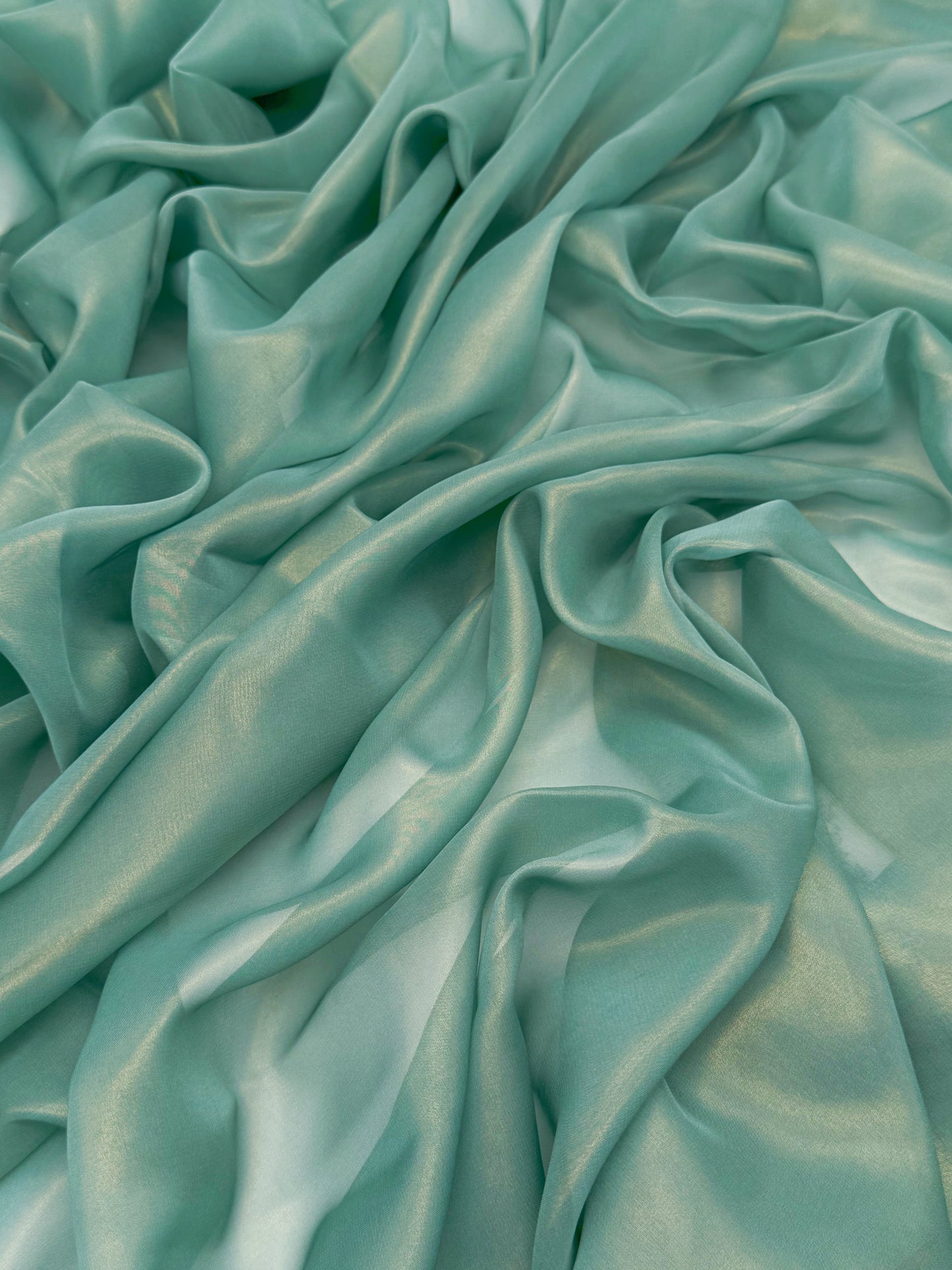 Teal Gold Shimmer Chiffon