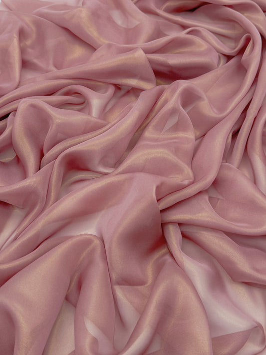 Lt. Mulberry Gold Shimmer Chiffon