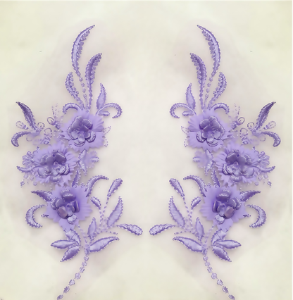 MM019 1 pair 3D color lace applique craft flower patch