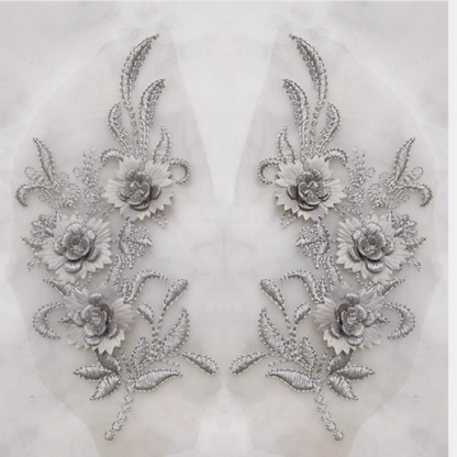 MM019 1 pair 3D color lace applique craft flower patch