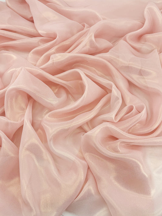 Ballet Pink Gold Shimmer Chiffon