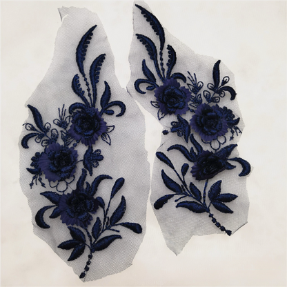 MM019 1 pair 3D color lace applique craft flower patch