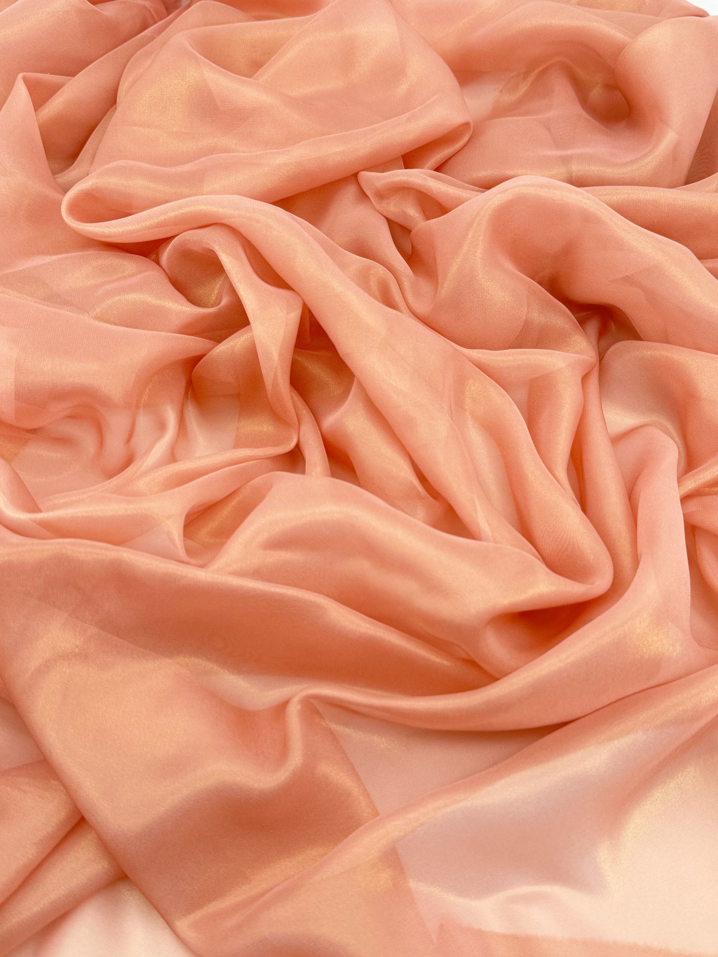 Peach Gold Shimmer Chiffon