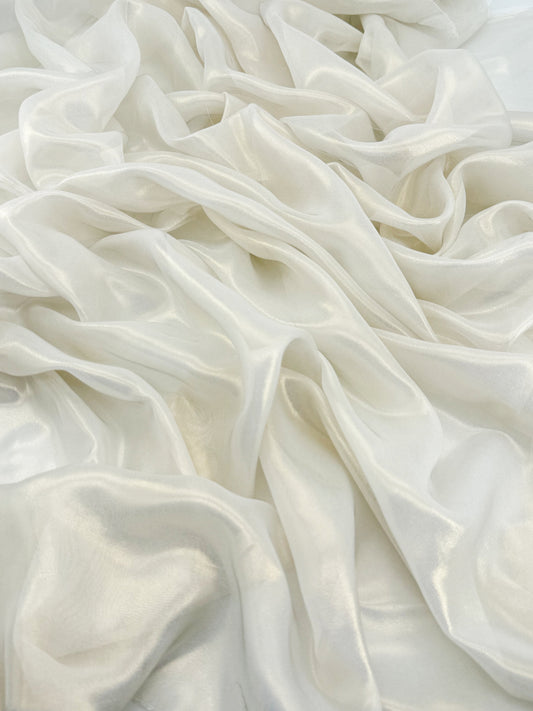 White Gold Shimmer Chiffon