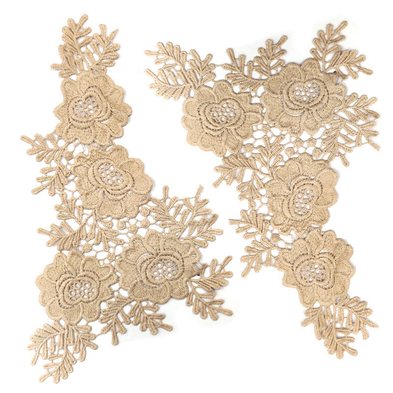 1 pair Flower Embroidery Patch Lace