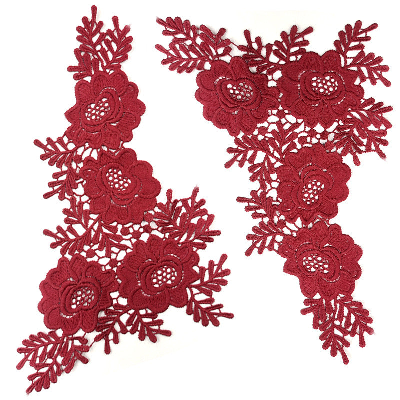 1 pair Flower Embroidery Patch Lace