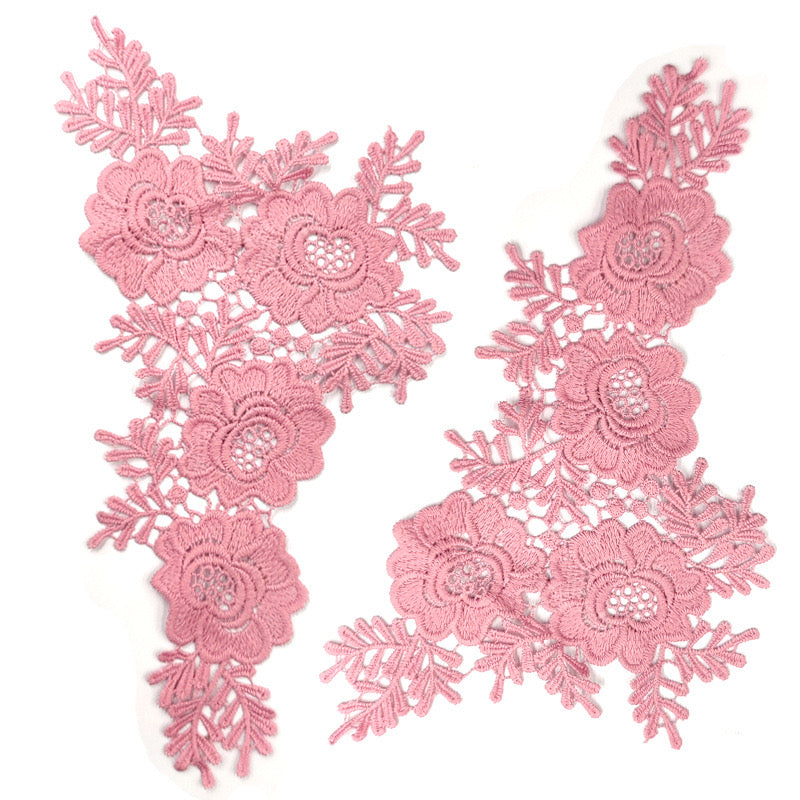 1 pair Flower Embroidery Patch Lace