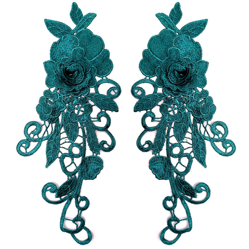 1 pair 3D color lace applique craft flower patch