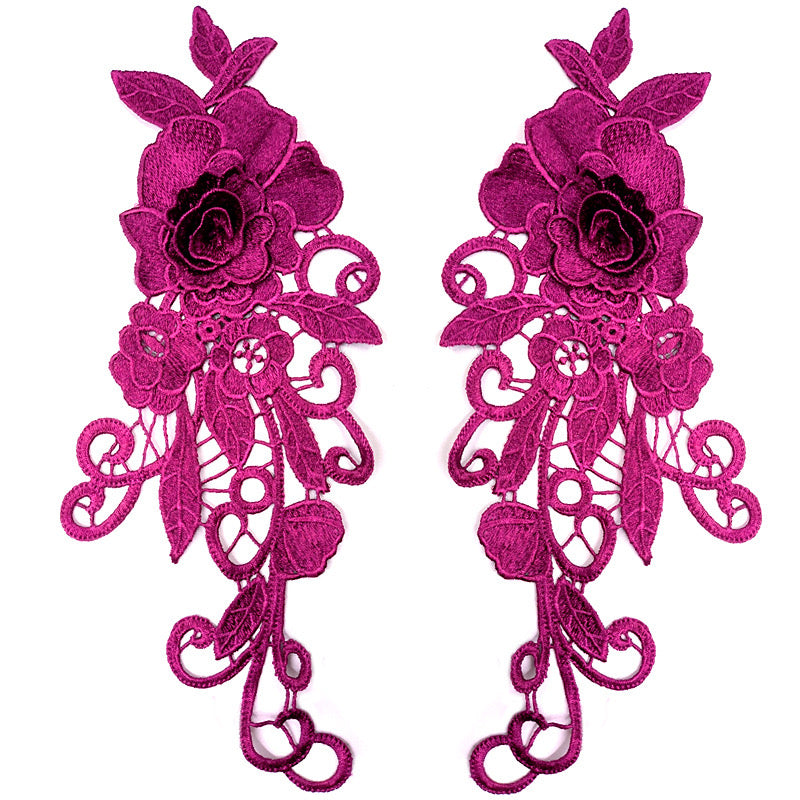 1 pair 3D color lace applique craft flower patch