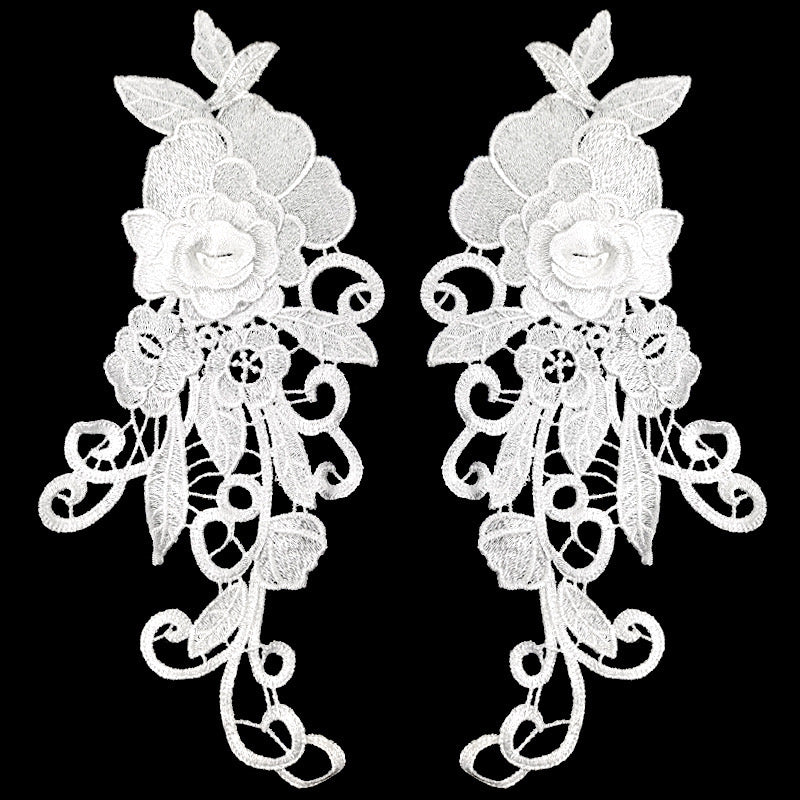 1 pair 3D color lace applique craft flower patch