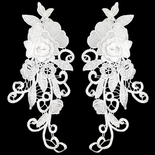 1 pair 3D color lace applique craft flower patch