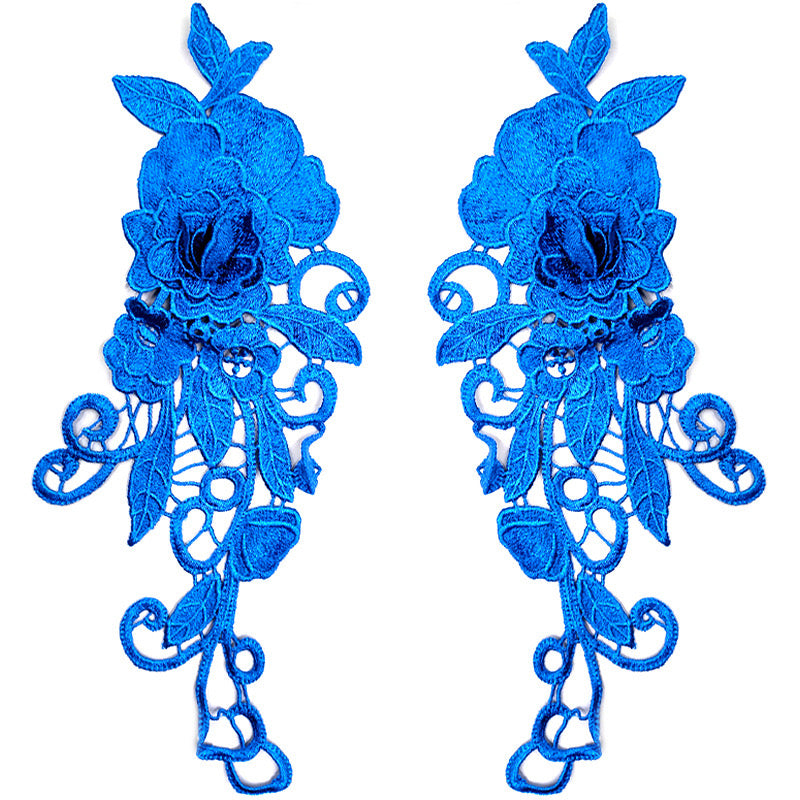 1 pair 3D color lace applique craft flower patch