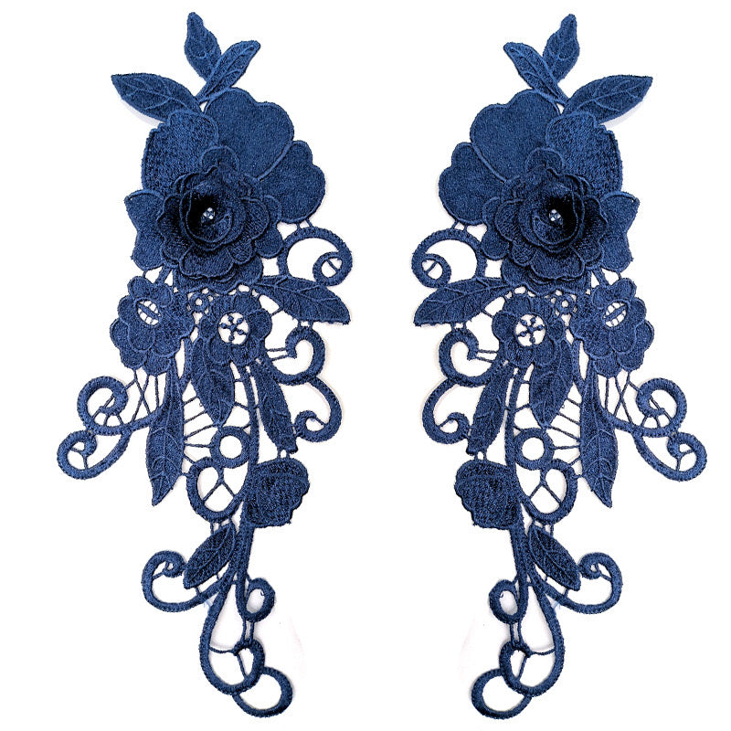 1 pair 3D color lace applique craft flower patch